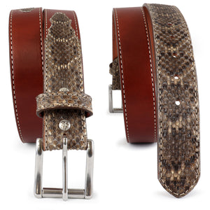 Calf Creek Buffalo Leather Belt Western Diamondback Rattlesnake